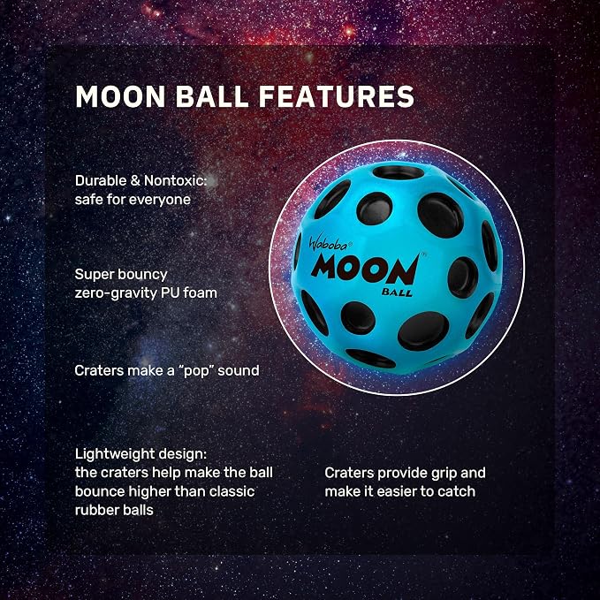Waboba The Original Moon Ball - Hyper Bouncy Ball – Makes Pop Sound When Bounced - All Ages Extreme Bounce & Fun - Perfect for Active Play & Indoor or Outdoor Games