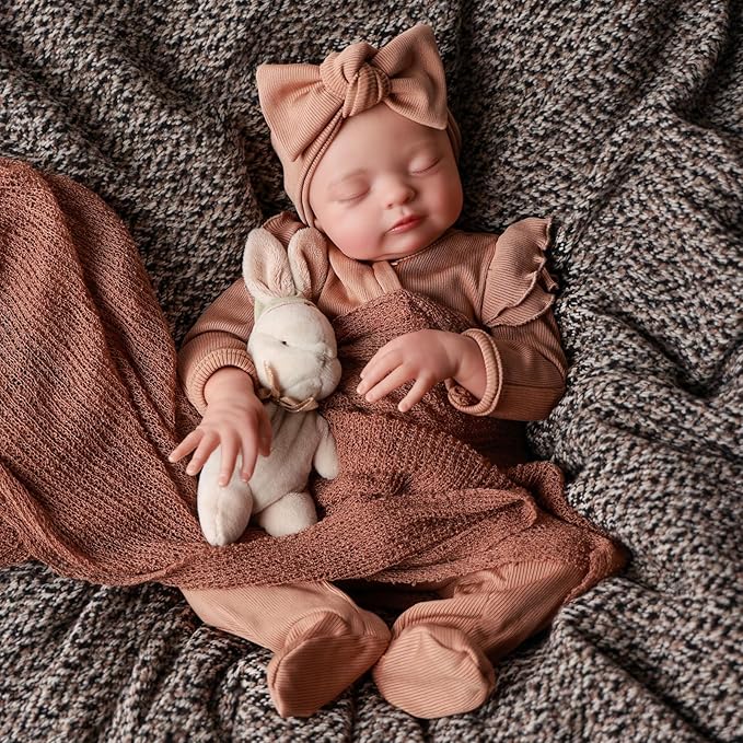 ADFO 20 Inches Realistic Reborn Baby Dolls Girl for Kids Ages 3+ | Soft Vinyl Real Life Reborn Baby Dolls, Lifelike Details, Includes Feeding Accessories