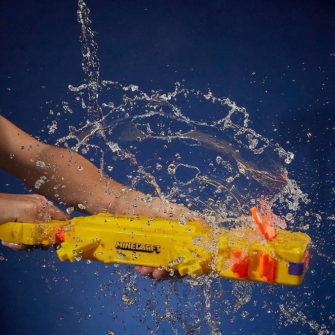 Nerf Super Soaker Minecraft Axolotl Water Blaster, Minecraft Axolotl Mob Design, Outdoor Water Toy, Outdoor Games for Kids