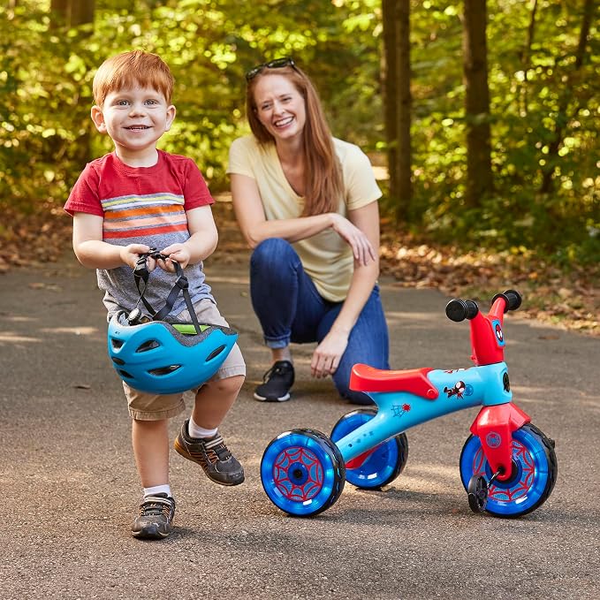 Huffy Marvel Spidey and His Amazing Friends Light Up Kids' Trike, Ideal for Ages 3+ Years Old, LED Light Feature, Under Seat Storage, Fun and Playful Design, Spider-Man