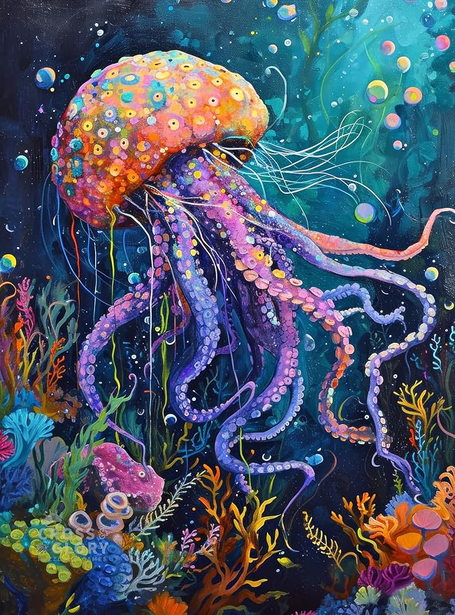Cross & Glory | 1000 Piece Jigsaw Puzzles for Adults | Ocean’s Opus: The Majestic Medusa │ Jellyfish Puzzle │ Satin Finish Ocean Puzzle│ Ages 14+
