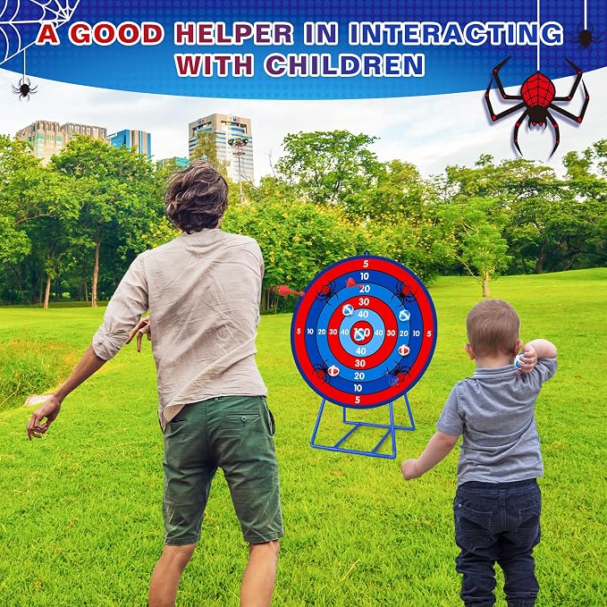 Large Dart Board for Kids, Kids Double-Sided Dart Board with Sticky Balls and Darts, Indoor/Outdoor Sport Fun Party Play Game Toys, Gifts for 3 4 5 6 7 8 9 10 11 12 Year Old Boys Girls