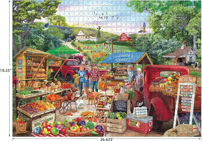 RoseArt - Kodak Premium - Red Trucks Farm Market - 1000 Piece Jigsaw Puzzle for Adults