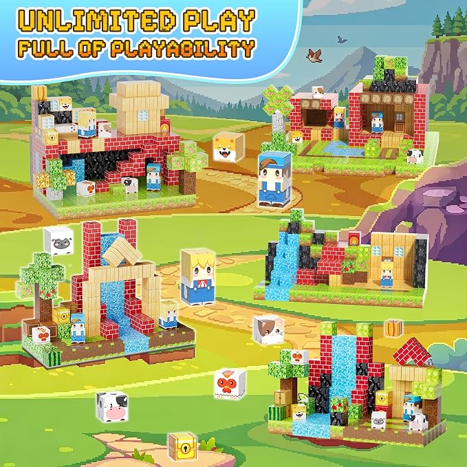 100PCS Magnetic Blocks, Magnetic Building Blocks, 0.78in Magnetic Building, STEM Game Stacking Toys for Kids, Birthday Gifts for Boys and Girls Age 3+ Years Old