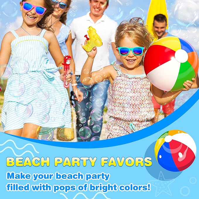 GIFTINBOX Mega Pool Party Beach Favors-60Pcs Bag Stuffers for Kids Bulk, Kids Sunglasses, Bubble Wands, Summer Toys for Party Supplies Birthday, Pool Beach Toys Ages 3 4 5 6 7 8
