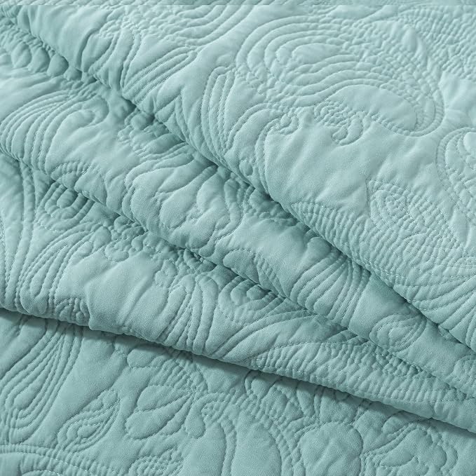 HoneiLife California King Quilts - Oversized King Bedspreads 128x120, Rustic Bedding Sets 4-Piece,Reversible Coverlets Lightweight Bed Cover for All Season Use-Sage Green
