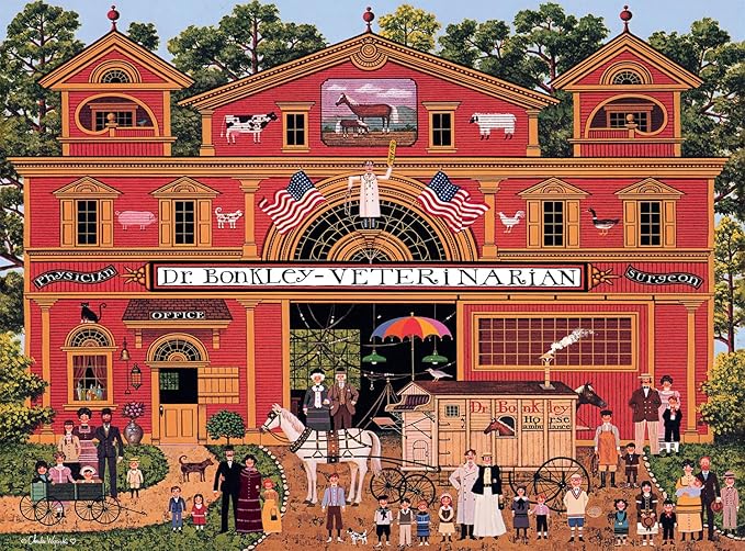Buffalo Games Charles Wysocki - Dr. Bonkley's Family - 1000 Piece Jigsaw Puzzle - 26.75 x 19.75 in, Poster Included - Snap Fit - Puzzles for Adults 1000 Pieces - Recycled Paperboard