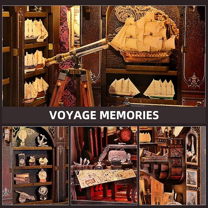 Book Nook Kit DIY Miniature House Dollhouse 3D Puzzle | Booknook Bookend Bookshelf Decor Tiny House Model Build with Sailboat Models, Gifts for Family and Friends