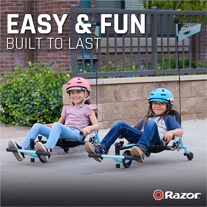 Razor Crazy Cart Shuffle – Kid-Powered Drifting Go-Kart for Ages 4+, Crazy Cart Drift Bar Technology, Adjustable Frame with 5 Length Settings