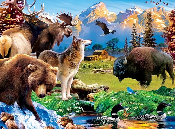 MasterPieces – 100 Piece Jigsaw Puzzle for Kid 6+ Years, Wildlife of Grand Teton National Park, Educational and Fun Game, Gift Idea for Children, 19" x 14"