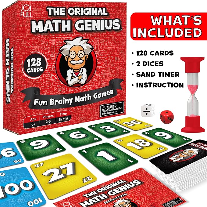 JOiFuli The Original Math Genius Card Game: an Educational Game of Addition, Subtraction, Multiplication, and Division for Ages 6 Years and Up