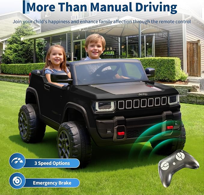 Garvee 24v Licensed Kids Ride on Car, 2 Seater Electric Truck for Big Kids with Parent Remote Control, 3 Speeds, Bluetooth Music, LED Lights for Ages 3-8
