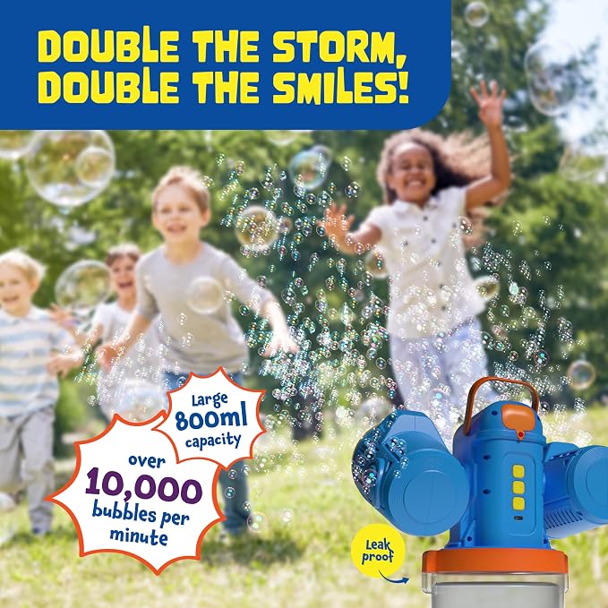 Rechargeable Bubble Machine for Kids, 180° Rotation 12,000+ Big Bubbles Per Minute, Boy Birthday Gift, Outdoor Toys Games & Activities, Gifts for Toddlers, Boys & Girls Age 3,4,5,6,8+ Year Old