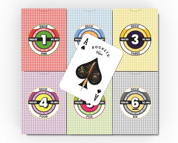 Regal Games Nertz Card Game for Kids & Adults - Decks of Cards 6 Pack - 6 Color Wide-Size Decks & Fun Playing Cards - Deck of Playing Cards for Poker, Solitaire, Blackjack & More