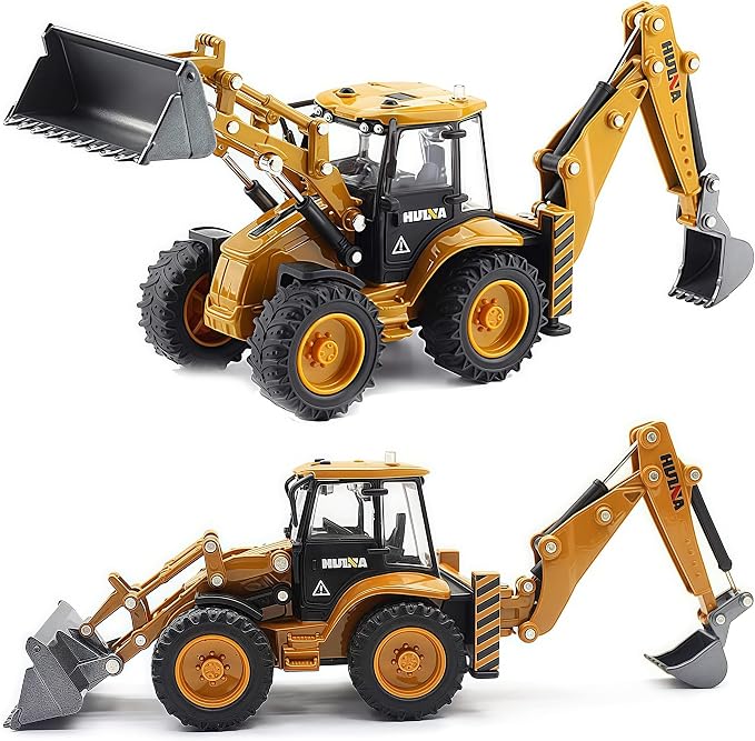Backhoe Loader Toy for Kids, Alloy Digger Loder Construction Vehicle Toy | Front Loader Model, Alloy Backhoe Loader Vehicle, 1/50 Scale Toys Gifts