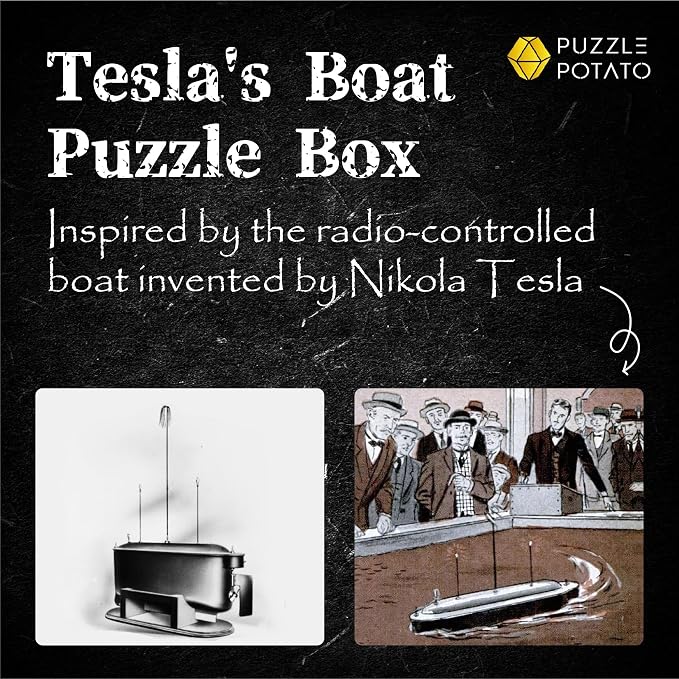 Tesla's Boat-Escape Room Game in a Box-Electronic Puzzle Box-Brain Teaser Puzzle Box-3D Wooden Puzzle for Adults - Money Puzzle Box for Cash Gift - Birthday GiftBox MoneyBox