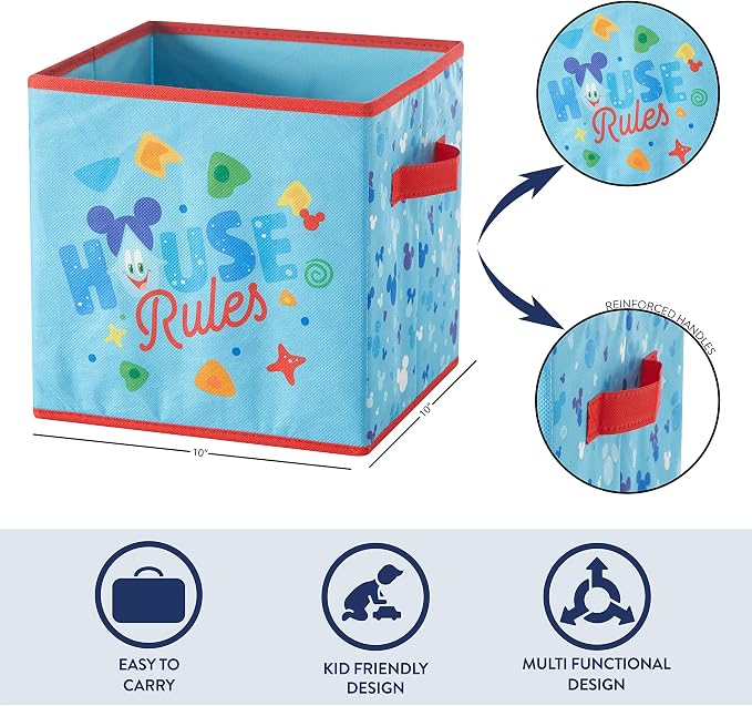 Disney Mickey Mouse Set of Two Spacious Collpasible Storage Cubes, 10"x10"