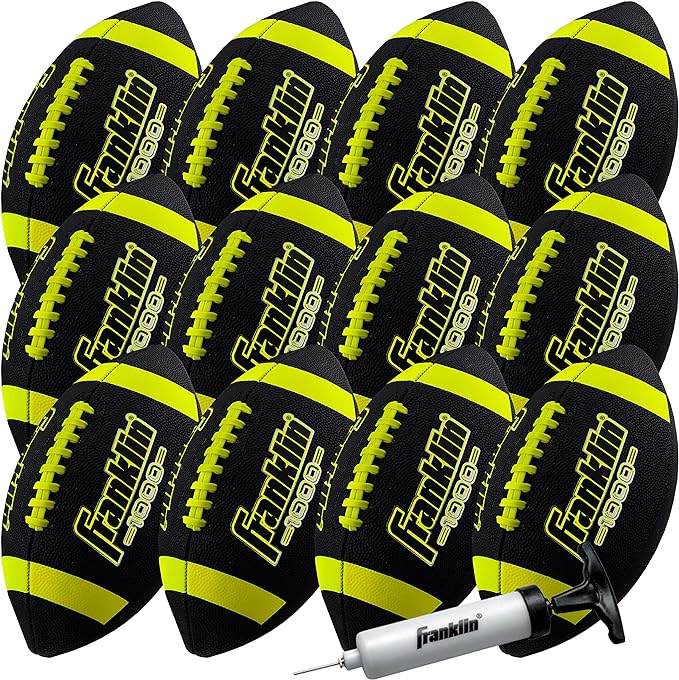 Franklin Sports Youth + Adult Footballs - Extra Grip 1000 Official Size, Junior + Pee Wee Kids - 1 + 12 Packs
