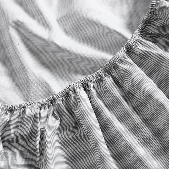 Nautica- King Sheet Set, Cotton Percale Bedding Set, Crisp & Cool, Lightweight & Breathable (Michael Plaid Grey, King)