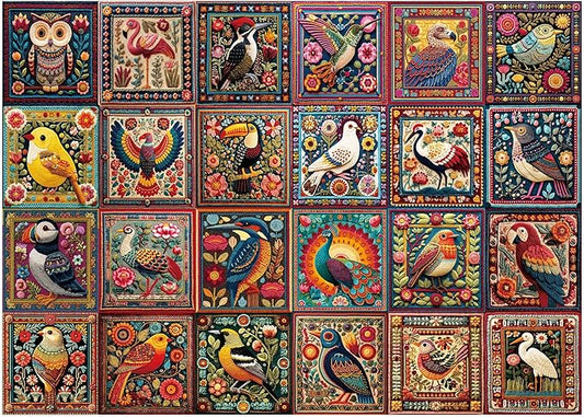 BenBen Puzzles for Adults 1000 Pieces, Bird Crochet, Jigsaw Puzzles with Letters or Patterns on Back, Challenging Puzzles for Family Game Night Home Décor