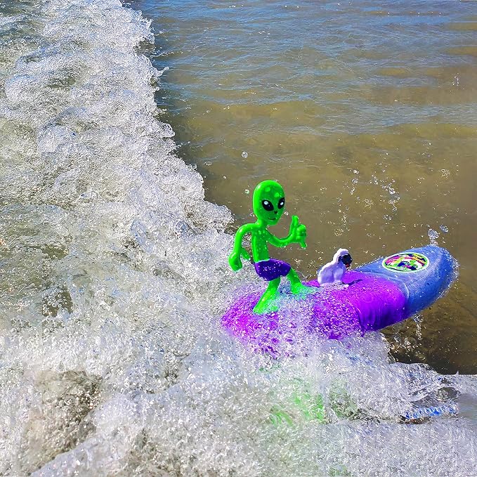 Surfer Dudes Legends & Surfer Pets Wave Powered Mini-Surfer, Pet and Surfboard Beach Toy - Maui Martian and Bahthoven