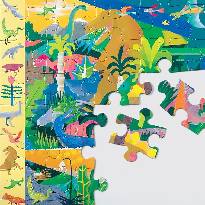 Mudpuppy Dinosaurs — 64 Piece Search & Find Puzzle Jigsaw Puzzle Featuring Diverse Prehistoric Animals and Over 40 Hidden Images to Find for Ages 4+