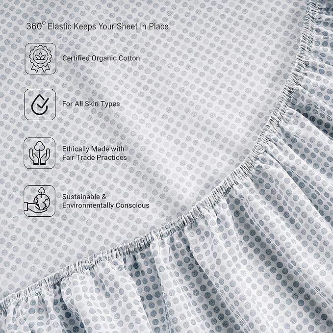 LANE LINEN Twin XL Bed Sheets 100% Organic Cotton 3pc Percale - Polka Dot | Twin XL Sheet Set, GOTS Certified Organic Cotton Percale - Best-Value Organic Cotton, Affordable Organic Luxury