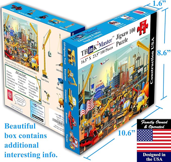 Think2Master Construction in New York City, USA 100 Pieces Jigsaw Puzzle Puzzle for Families. Great Gift. Size:23.4” X 16.5”