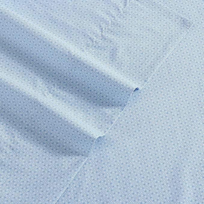 Nautica - Full Size Sheets Set, Crisp & Tailored Floral Bedding with a Smooth Cotton Percale, Bed Sheets with Matching Pillowcases & Fitted Sheet (Geo Floral Blue)