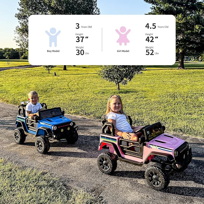 Hikiddo 24V Kids Ride on Car, Kids Electric Vehicles Car Ride on Toy Truck for Toddlers 3-5 w/Remote Control, 400W Motor - Blue