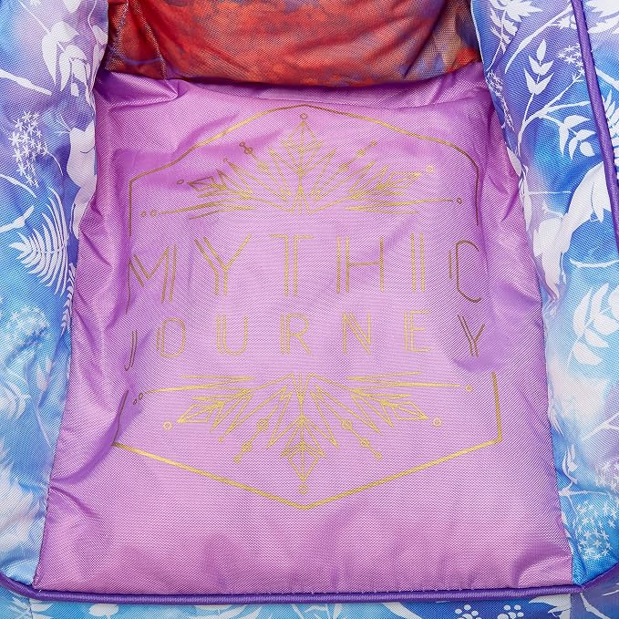 Idea Nuova Frozen 2 Kids Nylon Bean Bag Chair with Piping & Top Carry Handle with Olaf Graphics, Anna & Elsa, Purple, Large