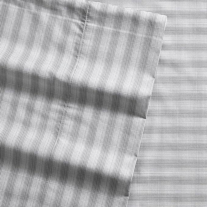 Nautica - Queen Size Sheet Set, Crisp & Tailored Cooling Sheets with a Smooth Cotton Percale Lightweight Feel - Bed Sheets with Matching Pillowcases & Fitted Sheet (Michael Plaid Grey)