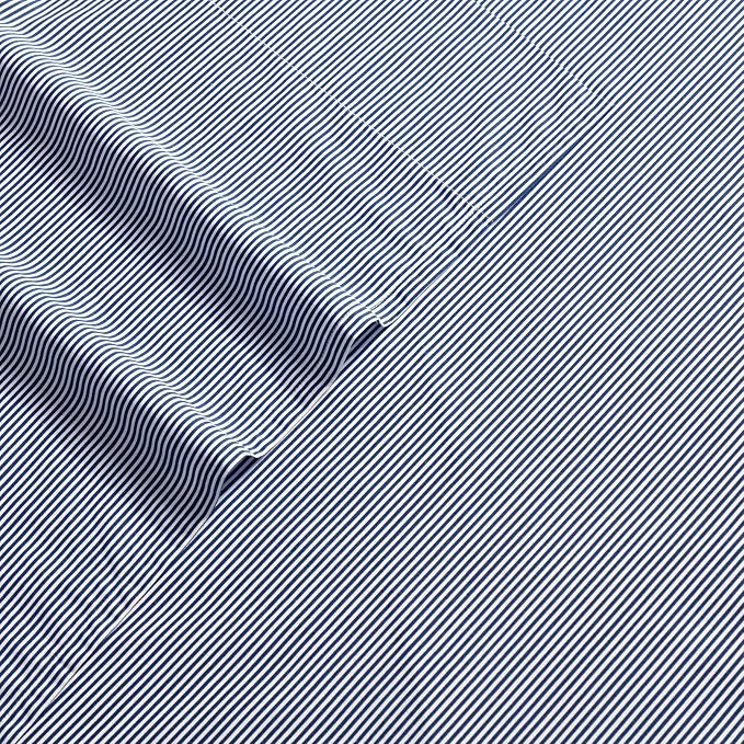 Nautica - Full Sheet Set, Lightweight & Breathable Cotton Percale Bedding Set with Matching Sham(s), Crisp & Cool Bedding Essentials, Oeko-Tex Certified (Penny Pinstripe Navy, Full)