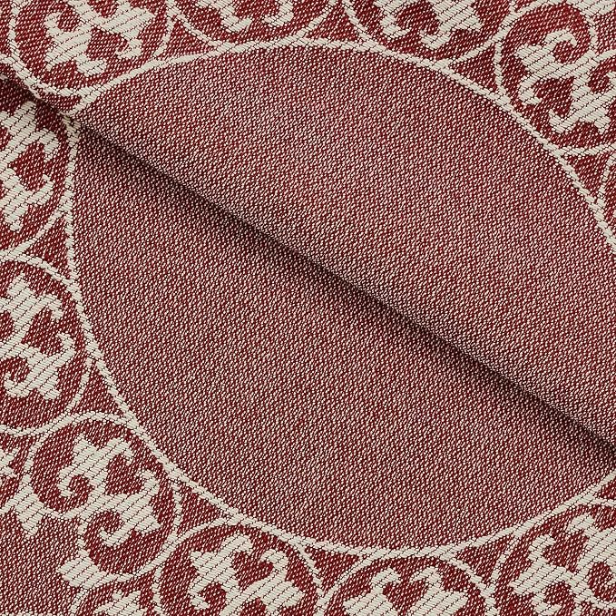 Superior Cotton Blend Bedspread Set, Includes 1 Tailored Bedspread and 2 Matching Pillow Shams, Lightweight Blanket, Bedding Decor, Jacquard Vintage Floral Mandala, Lyron Collection, Full, Berry Red
