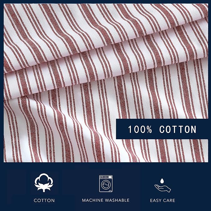 Nautica - Twin Sheets, Cotton Percale Bedding Set, Fully Elasticized, Ideal Dorm Essentials (Coleridge Stripe Red, Twin)