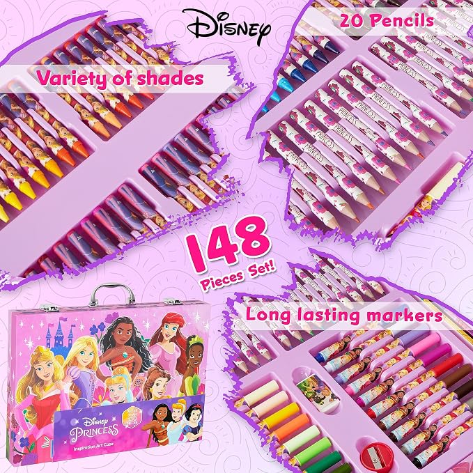 Disney Stitch Colored Pencils Art Supplies Kids Drawing Kit School Supplies Crayons Markers Coloring Sheets Art Kit Gifts for Kids Girls (Multi Princess Set)