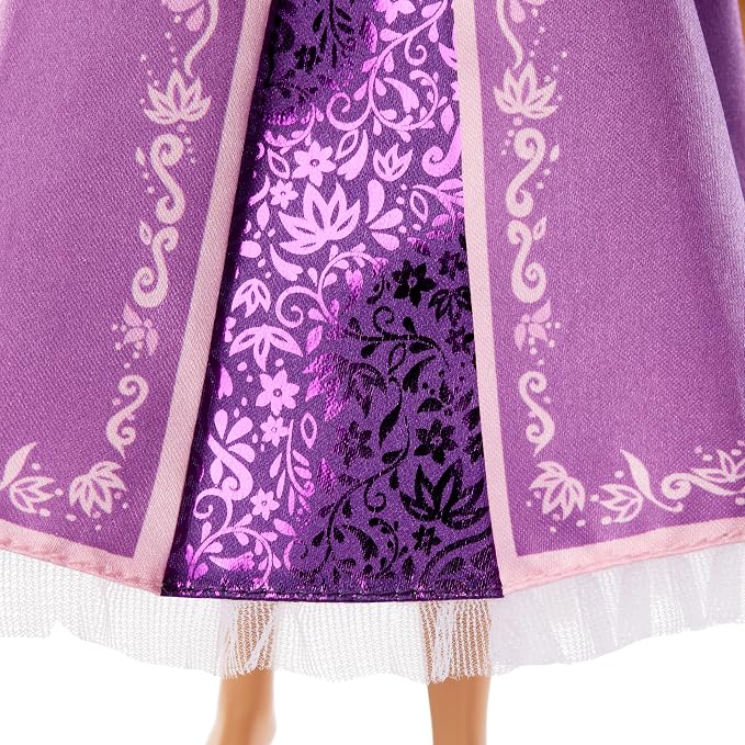 Mattel Disney Princess Rapunzel Sparkling Princess Fashion Doll with Long Hair, Removable Dress & Flower Hair Accessory, Inspired by Tangled Movie