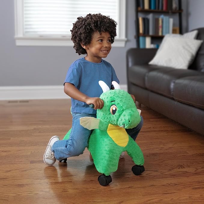 Radio Flyer Jade the Magical Touch Dragon Ride On, Ages 1-3, Interactive Lights & Sounds, Horns Light Up Riding, EZ-Glide 360-degree Wheels, Easy Grip Handles, Soft Plush Face, Toddler Ride On Toys