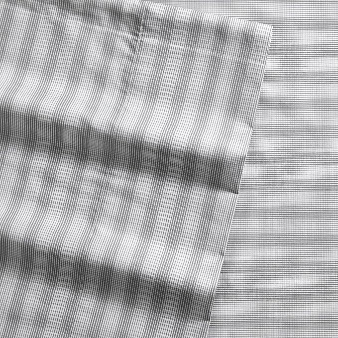 Nautica- King Sheet Set, Cotton Percale Bedding Set, Crisp & Cool, Lightweight & Breathable (Michael Plaid Grey, King)