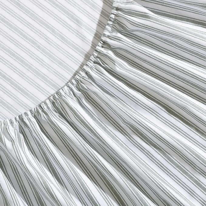 Nautica - Twin XL Bed Sheets, Lightweight Cotton Percale Bedding Set with Matching Pillowcase, Crisp & Cool, Dorm Essentials, Oeko-Tex Certified (Coleridge Stripe Green)