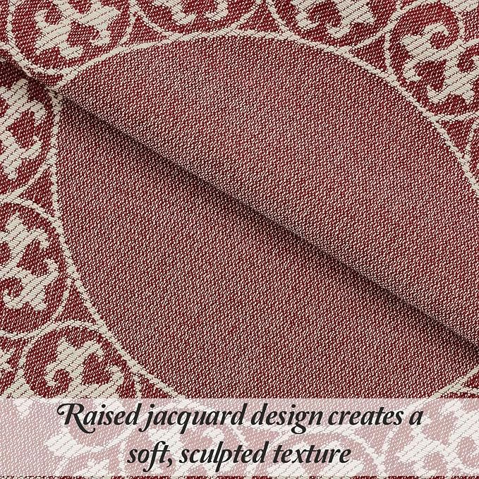 Superior Cotton Blend Bedspread Set, Includes 1 Tailored Bedspread and 2 Matching Pillow Shams, Lightweight Blanket, Bedding Decor, Jacquard Vintage Floral Mandala, Lyron Collection, King, Berry Red