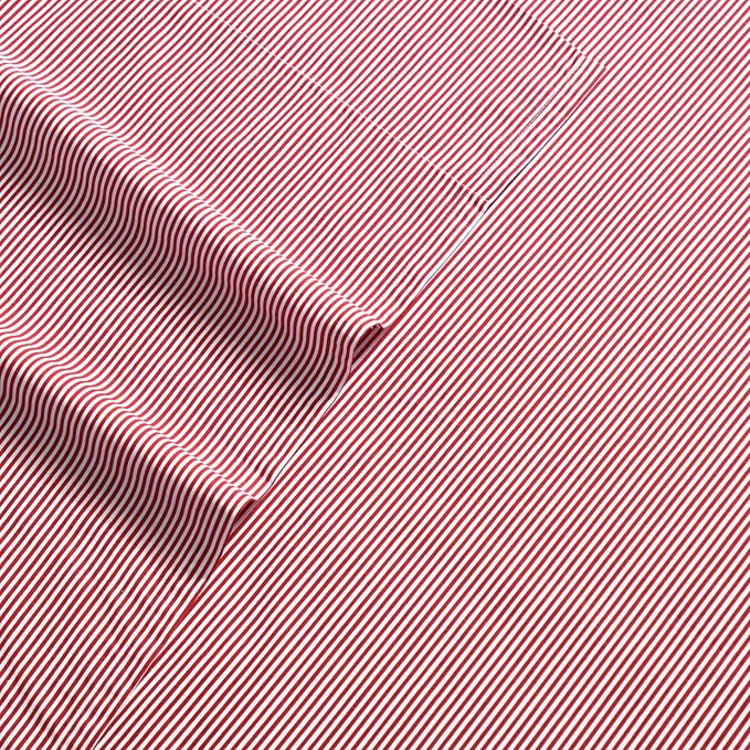 Nautica - Queen Sheet Set, Lightweight & Breathable Cotton Percale Bedding Set with Matching Sham(s), Crisp & Cool Bedding Essentials, Oeko-Tex Certified (Penny Pinstripe Red, Queen)