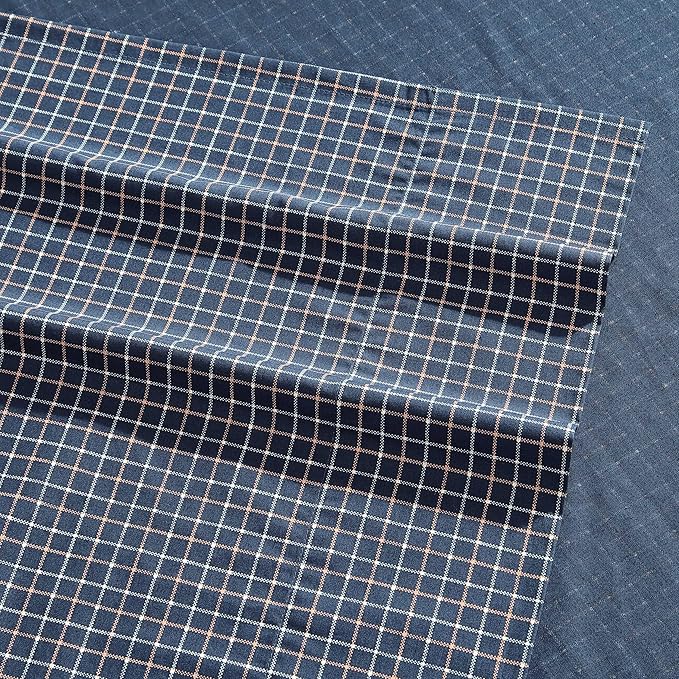 Nautica – Twin Size Sheet Set, Crisp Cotton Percale Bedding with Matching Pillowcase, Lightweight & Breathable Bed Sheets, Deep Pocket, College Dorm Room Essentials (Reece Plaid Blue)