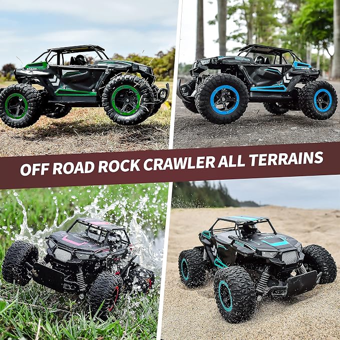 BEZGAR TB142 Remote Control Car - 1:14 Scale RC Cars, 20 Km/h 2WD All-Terrains Electric Off-Road Vehicle Truck Crawler Toy with Two Rechargeable Batteries for Boys Kids and Adults