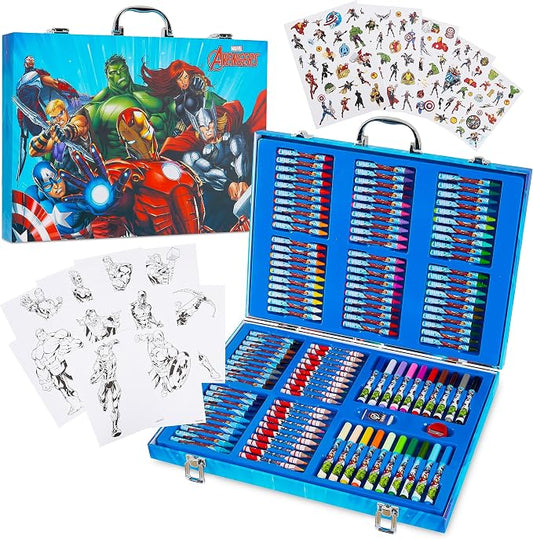 Marvel Colored Pencils Art Supplies Kids Drawing Kit School Supplies Painting Kit Girls Drawing Pencils Art Kit Travel Case with Crayons Arts and Crafts for Kids 4-12 (Multi Avengers)