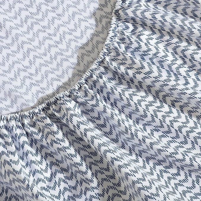 Nautica - Sheets, Cotton Percale Bedding Set with Matching Pillowcases, Crisp & Cool, Deep Pocket (Ikat Wave Blue, King)
