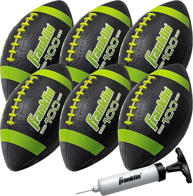 Franklin Sports Kids Junior Grip-Rite Youth Junior Size Rubber Footballs - Peewee Kids Durable Outdoor Footballs - Single & Bulk Packs Available