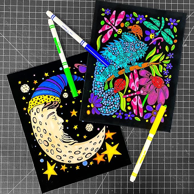 Super Pack of 18 Fuzzy Velvet Coloring Posters (Artistic Edition) - Great for Family Time, Arts & Crafts, Travel, Classrooms, Care Facilities [For All Ages: Girls, Boys, Adults, Toddlers, and More]