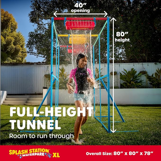 GoSports Splash Station Waterpark XL - Backyard Water Park for Kids, Outdoor Water Play Equipment with Sprinklers & Buckets