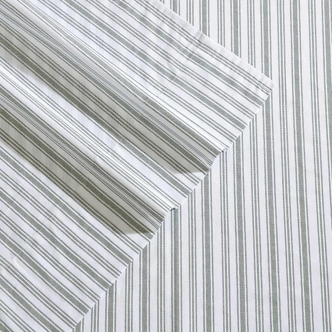 Nautica - Twin XL Bed Sheets, Lightweight Cotton Percale Bedding Set with Matching Pillowcase, Crisp & Cool, Dorm Essentials, Oeko-Tex Certified (Coleridge Stripe Green)